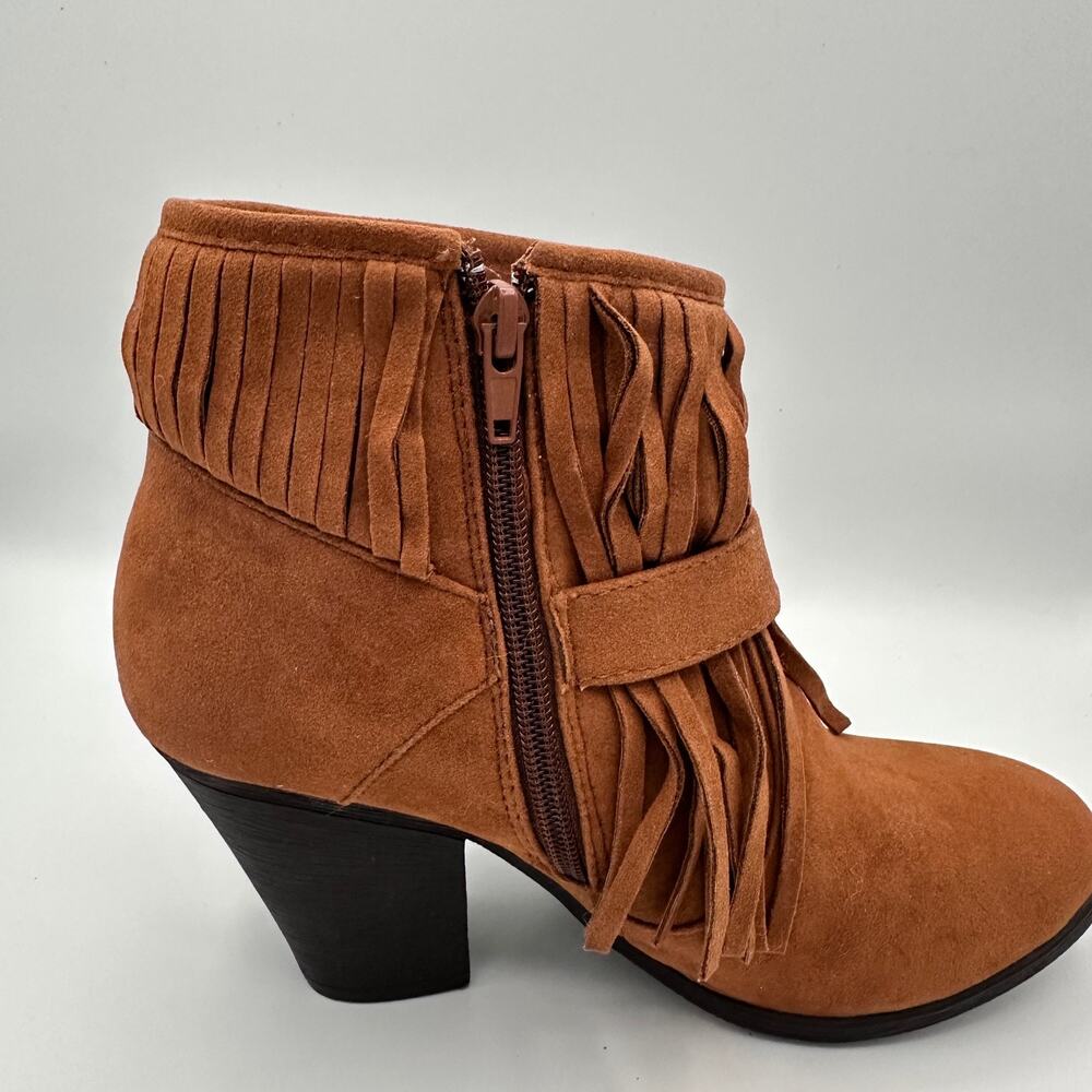 A.X.N.Y. American Exchange Brown Suede Fringe Ankle Boots - Picture 8 of 11